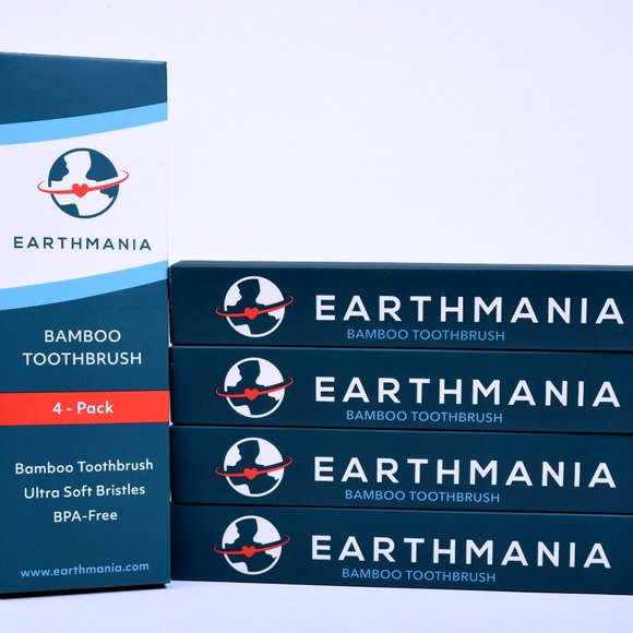PREMIUM BAMBOO TOOTHBRUSHES - Box of 4 EARTHMANIA - Picture 3 of 4
